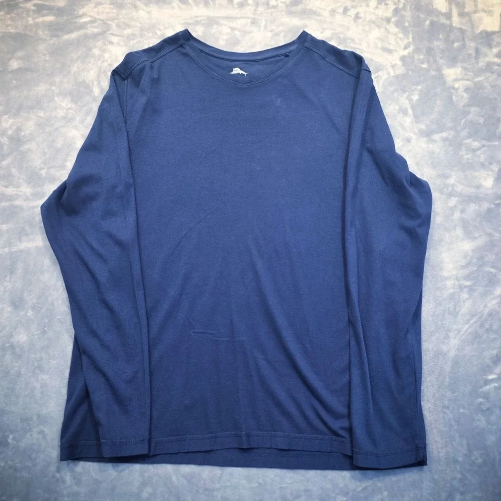 Tommy Bahama Men's Long Sleeve T-Shirt Size L Navy Dry Fit Workout - Picture 4 of 9